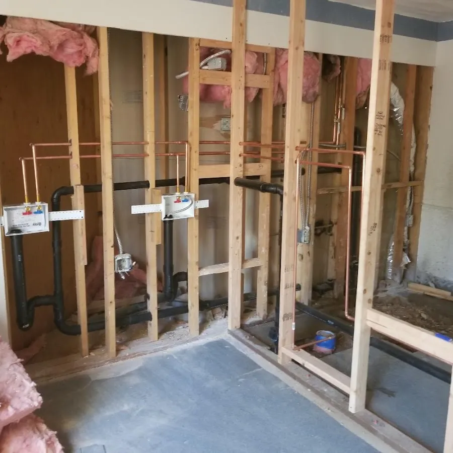 Copper pipe rough-in and plumbing installation in Oklahoma City